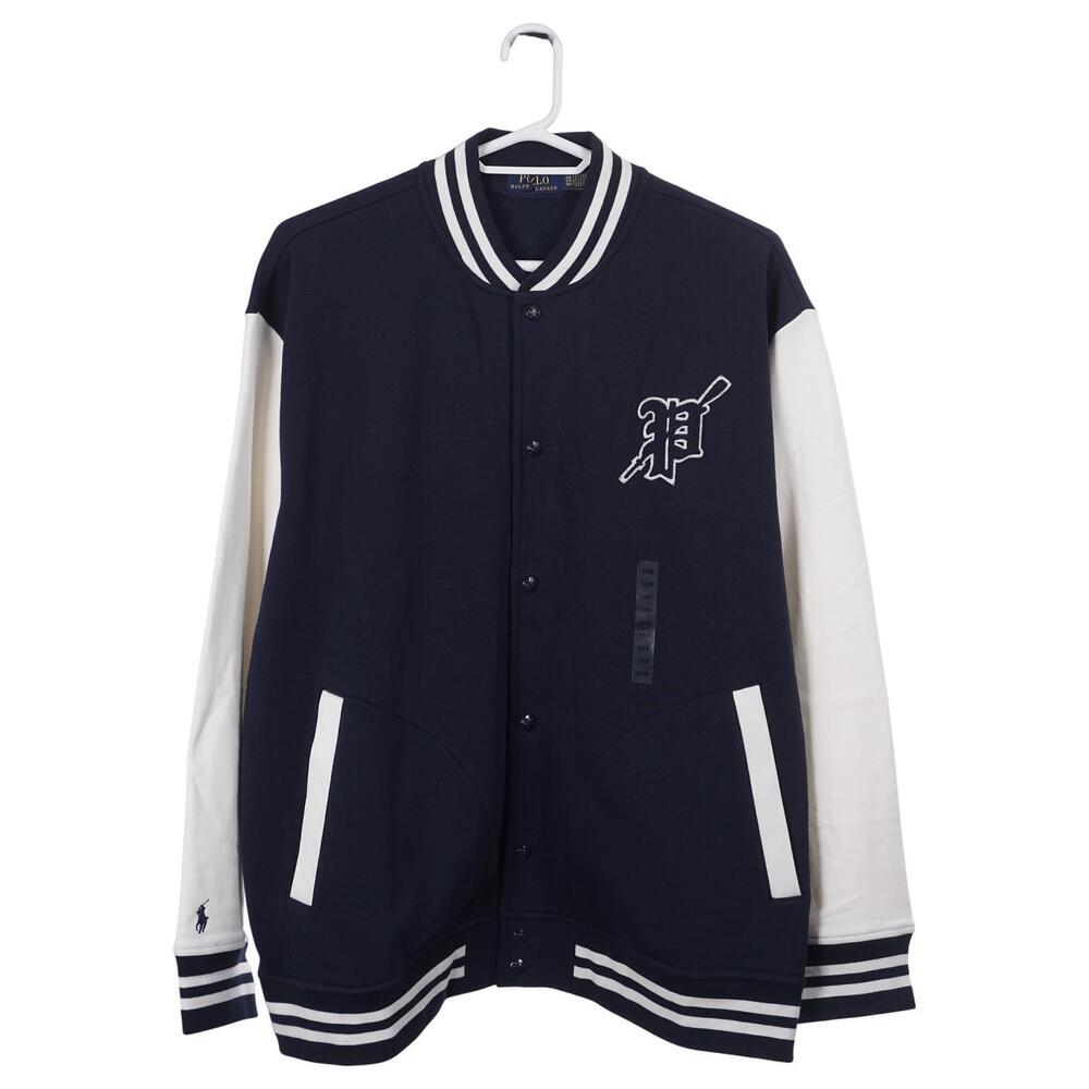 NWOT Polo Ralph Lauren Varsity Jacket 2XB Navy Blue Snap Letterman Baseball